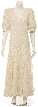 A-line Medium Length Lace Gown with Pearls Beadwork