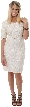 V-Neck Half Sleeves Beaded Cocktail Formal Dress