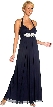 Halter Neck Rhinestones Belt Long Formal Evening Dress