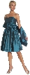 Spaghetti Strapped Short Bow Cocktail Dress — in Teal color