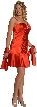 Short Shirred Cocktail Dress — in Red color