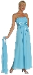 Spaghetti Straps Shirred Bodice Formal Bridesmaid Dress — in Turquoise color