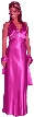 Halter Neck Empire Cut Satin Formal Dress — in Magenta