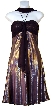 Empire Cut Front Sash V Neck Pary Dress — in Purple/Gold color