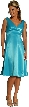 V-Neck Short Poly Satin Party Dress.