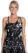 Asymmetric Floral Beaded Cocktail Dress — in Black/Silver closeup