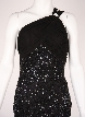 One Shoulder Shirred Bodice Sequined Formal Dress — in Black closeup