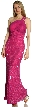 One Shoulder Shirred Bodice Sequined Formal Dress