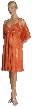 Double Spaghetti Princess Cut Party Dress — in Orange color