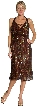 Halter Neck Knee Length Sequined Cocktail Dress — in Copper