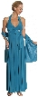Halter Neck Empire Cut Formal Dress with Bow — in Teal color