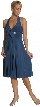 Halter Neck Pleated Party Dress — in Teal color