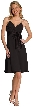 Spaghetti Strap Shirred Satin Bow Party Dress — in Black