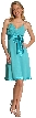 Spaghetti Strap Shirred Satin Bow Party Dress