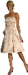 A-line Knee length Party Dress with Shimmery Floral Pattern — in Gold color