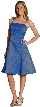 A-line Knee length Party Dress with Shimmery Floral Pattern — in Still Blue color