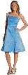 A-line Knee length Party Dress with Shimmery Floral Pattern — in Turquoise color