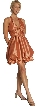 Halter Neck Short Bubble Party Dress in Taffeta — in Rust color