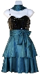 Sequined & Ribbon Bow Short Party Dress — in Black/Teal