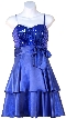 Sequined & Ribbon Bow Short Party Dress — in Royal Blue color