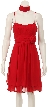 Knee Length Spaghetti Dress with Flower Accent