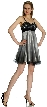 Spaghetti Straps 2 Tone Beaded Bust Short Formal Party Dress — in Black/Gray