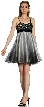 Spaghetti Straps 2 Tone Beaded Bust Short Formal Party Dress — in Black/Gray alternative view