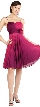 Two Tone Floral Accent Shirred Party Dress 