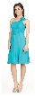 Single Shoulder Pleated Short Party with Flower Applique — in Jade Green