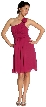 Single Shoulder Pleated Short Party with Flower Applique