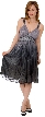 V-Neck Two Tone Beaded Knee Length Formal Party Dress