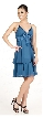 Satin Bow Bodice Prom Dress with Cascading Skirt — in Dark Teal