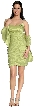 Shirred Mini Tube Party Cocktail Dress — in Lime Green color