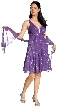 V-Neck Glittered & Pleated Formal Party Dress — in alternative view