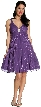 V-Neck Glittered & Pleated Formal Party Dress