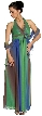 Multi Colored Halter Neck Formal Evening Dress 