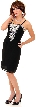 Spaghetti Strapped Bejeweled Straight Cocktail Dress