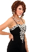 Spaghetti Strapped Bejeweled Straight Cocktail Dress — in closeup