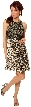 Sleeveless Beaded Bust Short Party Dress with Print Skirt