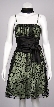 Spaghetti Strap Party Dress with Mesh Overlay — in closeup