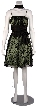 Spaghetti Strap Party Dress with Mesh Overlay — in Black/Green