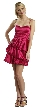 Pleated Waistline Party Dress with Cascading Ruffled Skirt — in Fuchsia