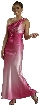 Two Tone Single Shoulder Satin Evening Dress — in Magenta
