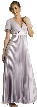 Half Sleeved Formal Evening Dress with Pleated Skirt