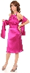 Short High Neckline Satin Party Dress — in Magenta