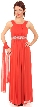 Shirred Empire Cut Formal Evening Dress — in Coral