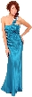 Single Shouldere Pleated Bodice Formal Evening Gown  — in Teal