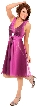 Two Tone V-Neck Shimmery Party Dress — in Magenta