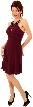 Ornate Covered Neckline Short Cocktail Dress — in Plum