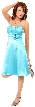 Glossy Short Prom Dress with Flower Applique — in Turquoise